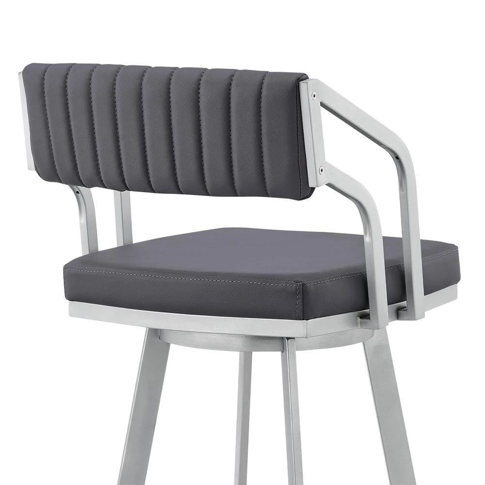 Capri 40 in. Slate Grey Metal Bar Stool with Faux Leather Seat by Armen Living 10 Capri 40 in. Slate Grey Metal Bar Stool with Faux Leather Seat by Armen Living - Image 8