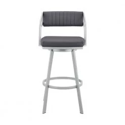 Capri 40 in. Slate Grey Metal Bar Stool with Faux Leather Seat by Armen Living 13 Capri 40 in. Slate Grey Metal Bar Stool with Faux Leather Seat by Armen Living -Armen Living Online Shop silver armen living bar stools lccpbaslgr30 c3 1000