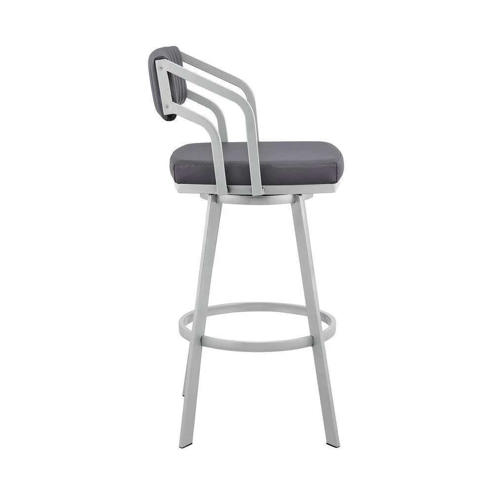 Capri 40 in. Slate Grey Metal Bar Stool with Faux Leather Seat by Armen Living 4 Capri 40 in. Slate Grey Metal Bar Stool with Faux Leather Seat by Armen Living - Image 2
