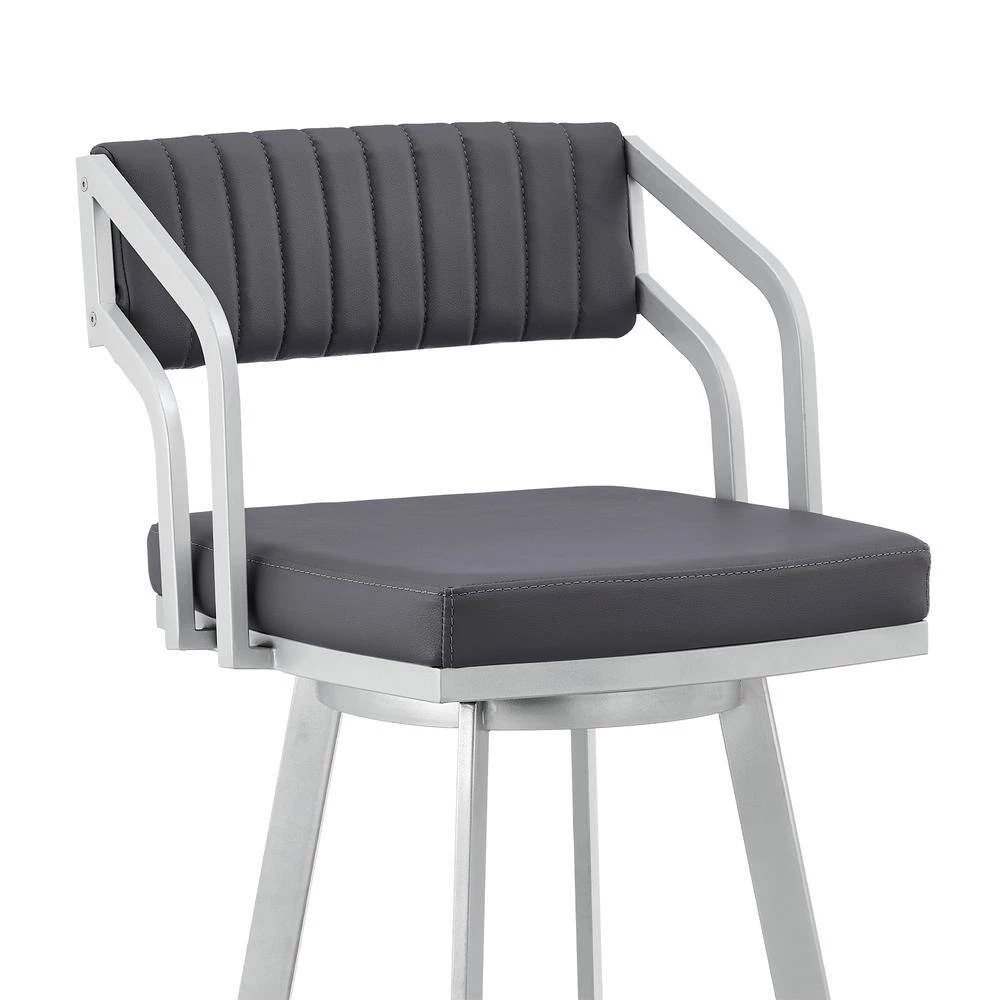 Capri 40 in. Slate Grey Metal Bar Stool with Faux Leather Seat by Armen Living 9 Capri 40 in. Slate Grey Metal Bar Stool with Faux Leather Seat by Armen Living - Image 7