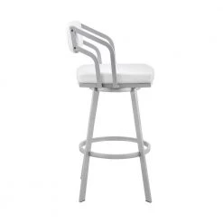 Capri 36 in. White Metal Bar Stool with Faux Leather Seat by Armen Living -Armen Living Online Shop silver armen living bar stools lccpbaslwh26 4f 1000