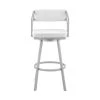 Capri 36 in. White Metal Bar Stool with Faux Leather Seat by Armen Living 2 Capri 36 in. White Metal Bar Stool with Faux Leather Seat by Armen Living -Armen Living Online Shop silver armen living bar stools lccpbaslwh26 64 1000