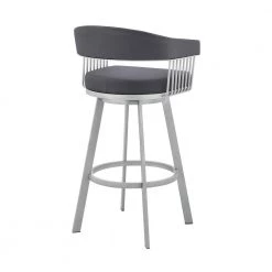 Chelsea 34 in. Slate Grey Metal Bar Stool with Faux Leather Seat by Armen Living -Armen Living Online Shop silver armen living bar stools lccsbaslgr26 1f 1000