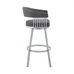 Chelsea 38 in. Slate Grey Metal Bar Stool with Faux Leather Seat by Armen Living -Armen Living Online Shop silver armen living bar stools lccsbaslgr30 4f 1000