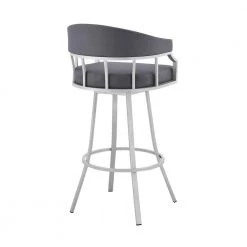 Valerie 36 in. Slate Grey Metal Bar Stool with Faux Leather Seat by Armen Living 15 Valerie 36 in. Slate Grey Metal Bar Stool with Faux Leather Seat by Armen Living -Armen Living Online Shop silver armen living bar stools lcvlbaslgr26 1f 1000