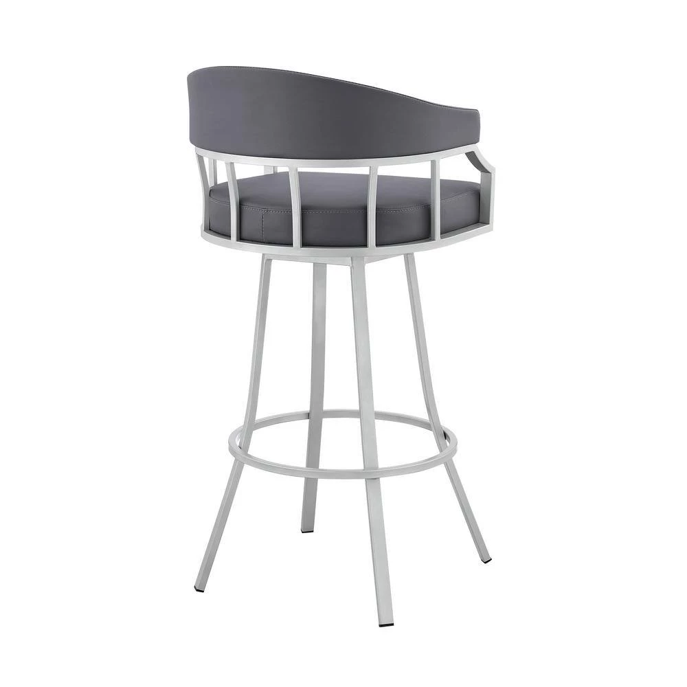 Valerie 36 in. Slate Grey Metal Bar Stool with Faux Leather Seat by Armen Living 7 Valerie 36 in. Slate Grey Metal Bar Stool with Faux Leather Seat by Armen Living - Image 5