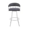 Valerie 36 in. Slate Grey Metal Bar Stool with Faux Leather Seat by Armen Living -Armen Living Online Shop silver armen living bar stools lcvlbaslgr26 64 1000