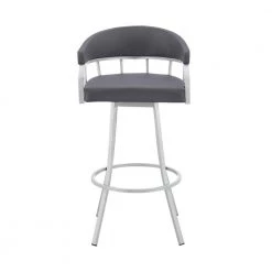 Valerie 36 in. Slate Grey Metal Bar Stool with Faux Leather Seat by Armen Living 13 Valerie 36 in. Slate Grey Metal Bar Stool with Faux Leather Seat by Armen Living -Armen Living Online Shop silver armen living bar stools lcvlbaslgr26 c3 1000