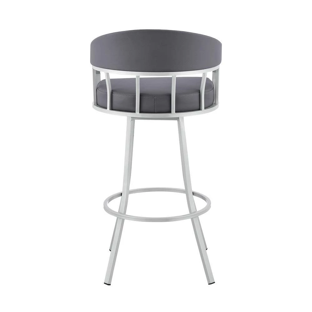 Valerie 40 in. Slate Grey Metal Bar Stool with Faux Leather Seat by Armen Living 7 Valerie 40 in. Slate Grey Metal Bar Stool with Faux Leather Seat by Armen Living - Image 5