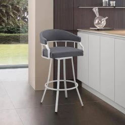 Valerie 40 in. Slate Grey Metal Bar Stool with Faux Leather Seat by Armen Living 17 Valerie 40 in. Slate Grey Metal Bar Stool with Faux Leather Seat by Armen Living -Armen Living Online Shop silver armen living bar stools lcvlbaslgr30 31 1000