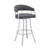 Valerie 40 in. Slate Grey Metal Bar Stool with Faux Leather Seat by Armen Living -Armen Living Online Shop silver armen living bar stools lcvlbaslgr30 64 1000