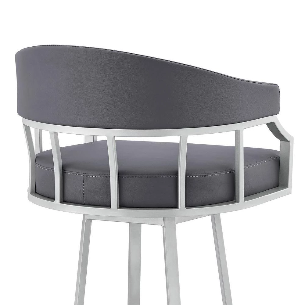 Valerie 40 in. Slate Grey Metal Bar Stool with Faux Leather Seat by Armen Living 9 Valerie 40 in. Slate Grey Metal Bar Stool with Faux Leather Seat by Armen Living - Image 7