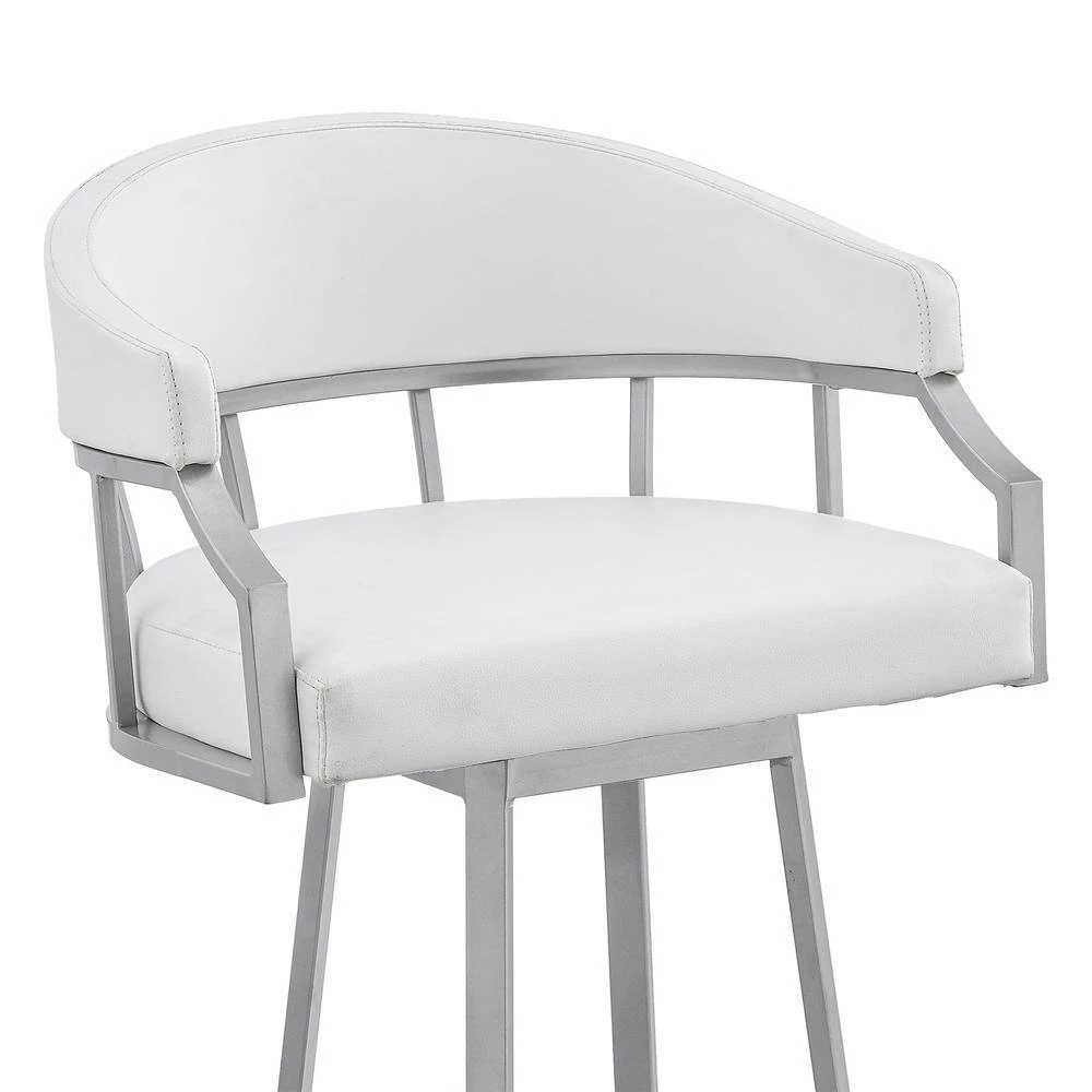 Valerie 36 in. White Metal Bar Stool with Faux Leather Seat by Armen Living 9 Valerie 36 in. White Metal Bar Stool with Faux Leather Seat by Armen Living - Image 7