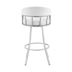 Valerie 40 in. White Metal Bar Stool with Faux Leather Seat by Armen Living -Armen Living Online Shop silver armen living bar stools lcvlbaslwh30 44 1000