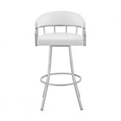 Valerie 40 in. White Metal Bar Stool with Faux Leather Seat by Armen Living -Armen Living Online Shop silver armen living bar stools lcvlbaslwh30 c3 1000
