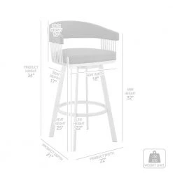 Bronson 34 in. Slate Grey Low Back Silver Metal 25 in. Swivel Bar Stool with Faux Leather Seat by Armen Living -Armen Living Online Shop slate grey silver armen living bar stools 795044878257 fa 1000
