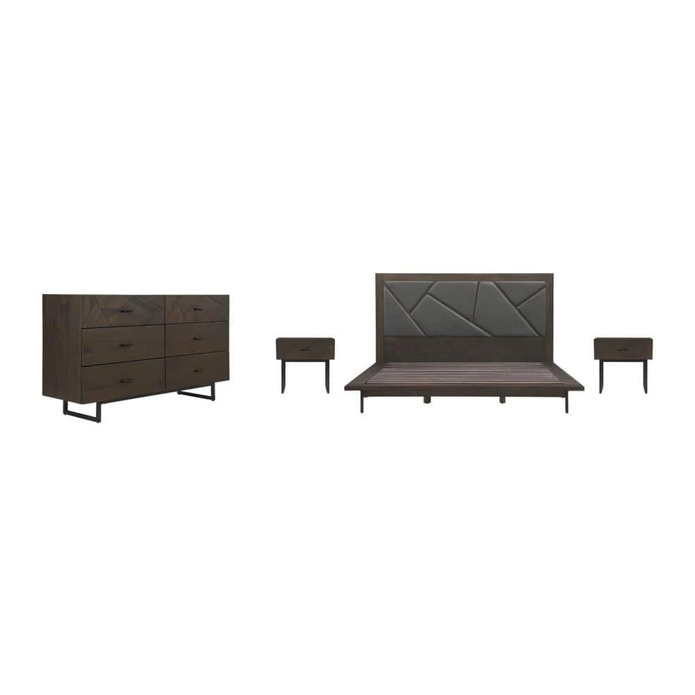Marquis 4-Piece Smoke Oak King Bedroom Set by Armen Living 3 Marquis 4-Piece Smoke Oak King Bedroom Set by Armen Living
