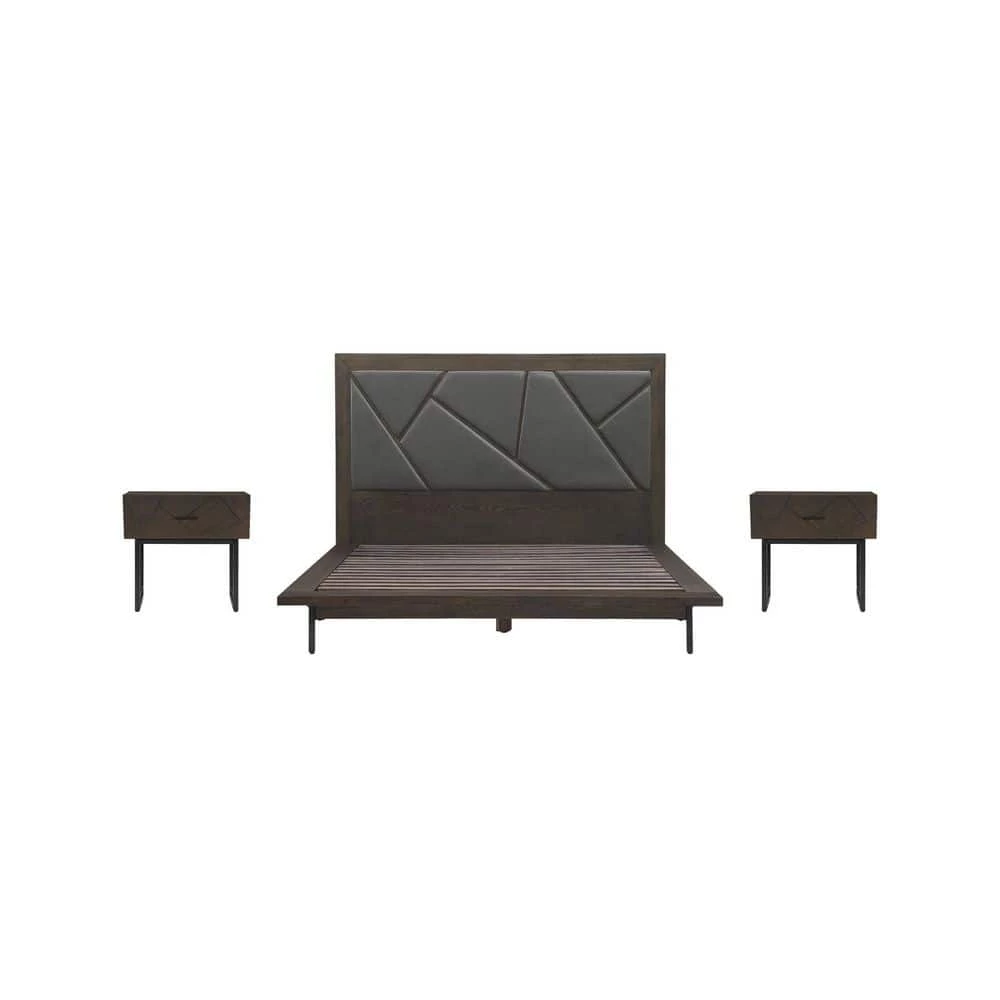 Marquis 3-Piece Smoke Oak Queen Bedroom Set by Armen Living 3 Marquis 3-Piece Smoke Oak Queen Bedroom Set by Armen Living