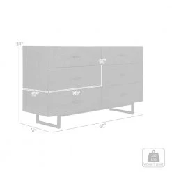 Marquis 6-Drawer Smoke Oak Wood Dresser with Black Metal Legs (33 in. H x 59 in. W x 20 in. D) by Armen Living -Armen Living Online Shop smoke armen living dressers lcmudrgr d4 1000