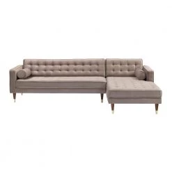 Somerset Taupe Velvet Mid Century Modern Right Sectional Sofa by Armen Living