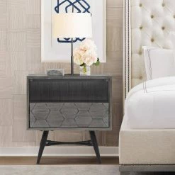 Makena 1-Drawer Tundra Grey Nightstand 23 in. H x 16 in. W x 22 in. D by Armen Living -Armen Living Online Shop tundra grey armen living nightstands lcmklatg 31 1000