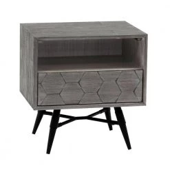 Makena 1-Drawer Tundra Grey Nightstand 23 in. H x 16 in. W x 22 in. D by Armen Living -Armen Living Online Shop tundra grey armen living nightstands lcmklatg 44 1000