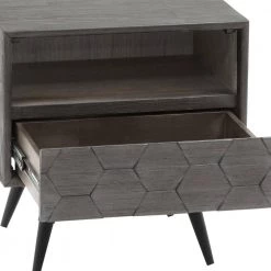 Makena 1-Drawer Tundra Grey Nightstand 23 in. H x 16 in. W x 22 in. D by Armen Living -Armen Living Online Shop tundra grey armen living nightstands lcmklatg fa 1000