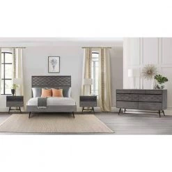 Makena 64 in. W Grey Queen Acacia Wood Frame Platform Bed by Armen Living -Armen Living Online Shop tundra grey armen living platform beds lcmkbdtgqn fa 1000