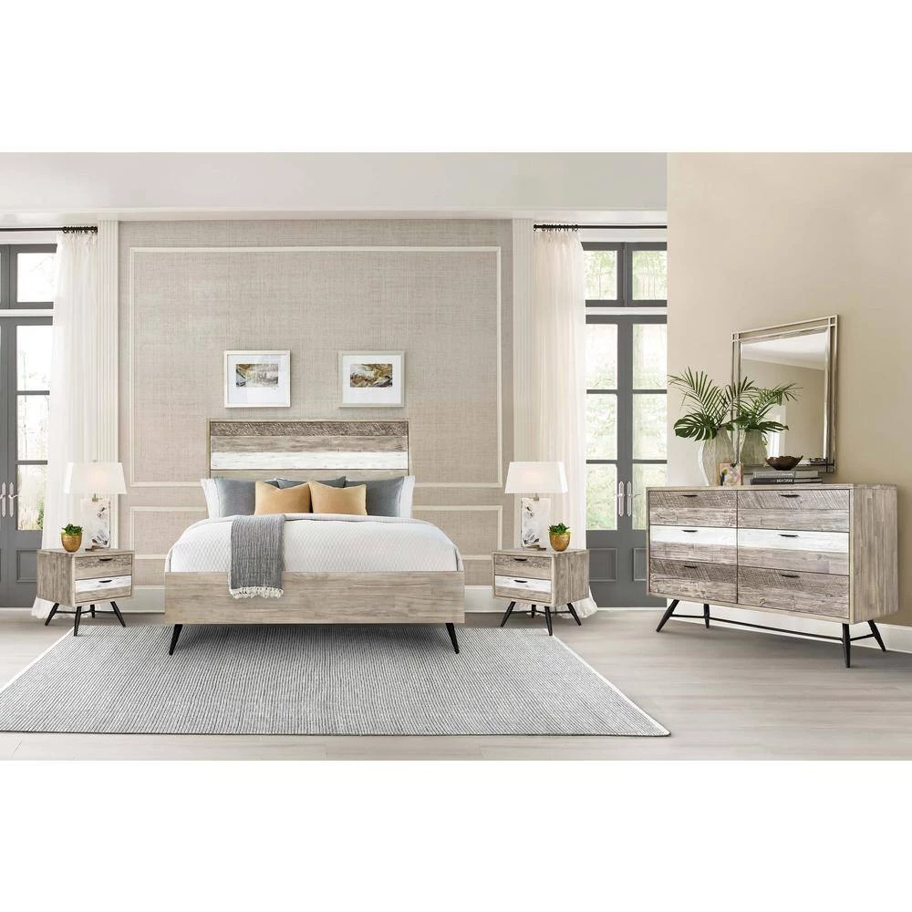 Bridges 4-Piece 2 Tone Grey Acacia Queen Bedroom Set by Armen Living 11 Bridges 4-Piece 2 Tone Grey Acacia Queen Bedroom Set by Armen Living - Image 9