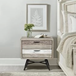 Bridges 2-Drawer 2-Tone Nightstand 24 in. H x 18 in. W x 24 in. D by Armen Living -Armen Living Online Shop two tone grey armen living nightstands lcbrlagr 31 1000