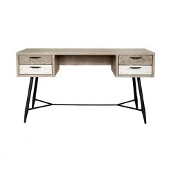 Bridges 24 in. Rectangular 2 Tone Grey Acacia 4-Drawer Writing Desk by Armen Living