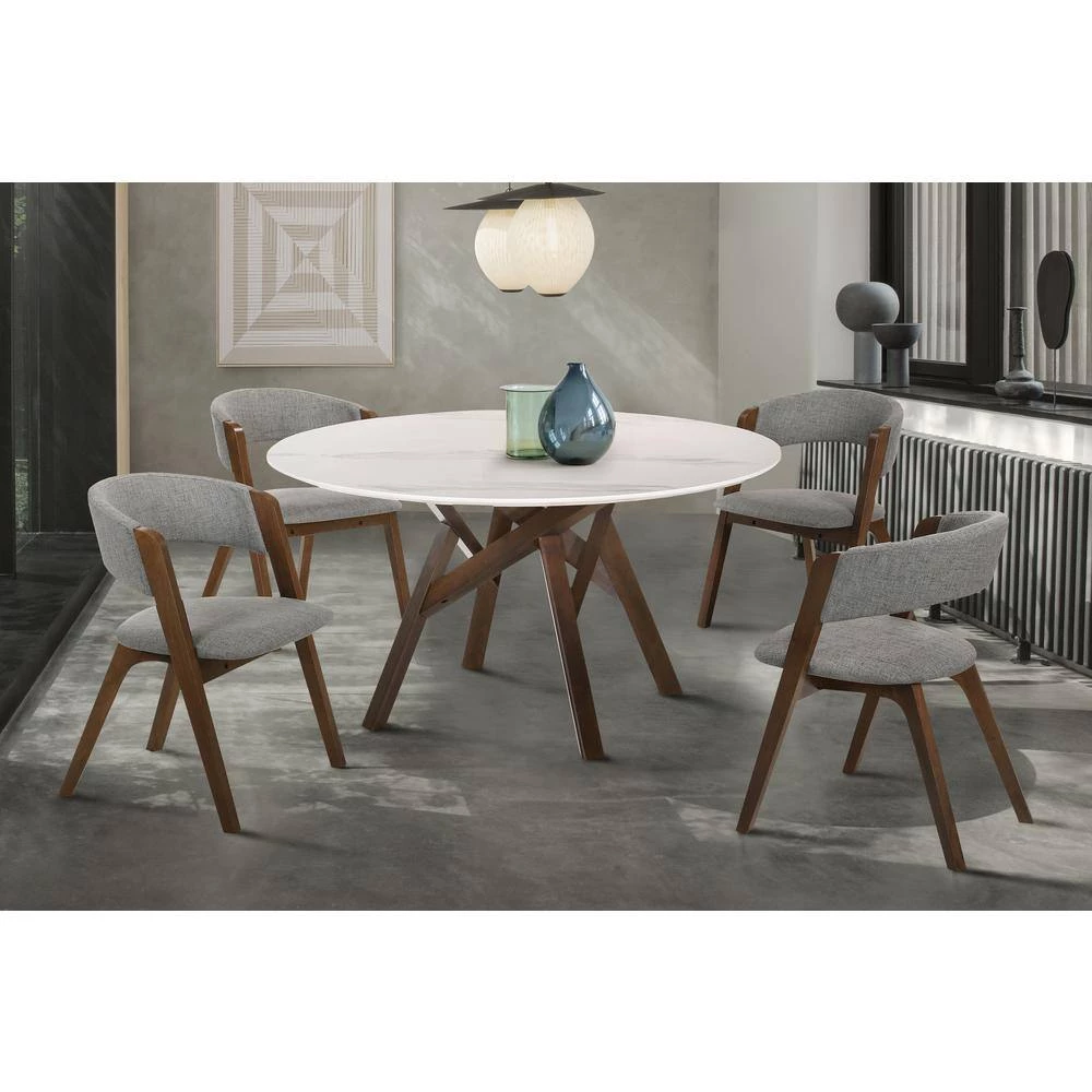 Venus Rowan 5-Piece Walnut Dining Set by Armen Living 11 Venus Rowan 5-Piece Walnut Dining Set by Armen Living - Image 9