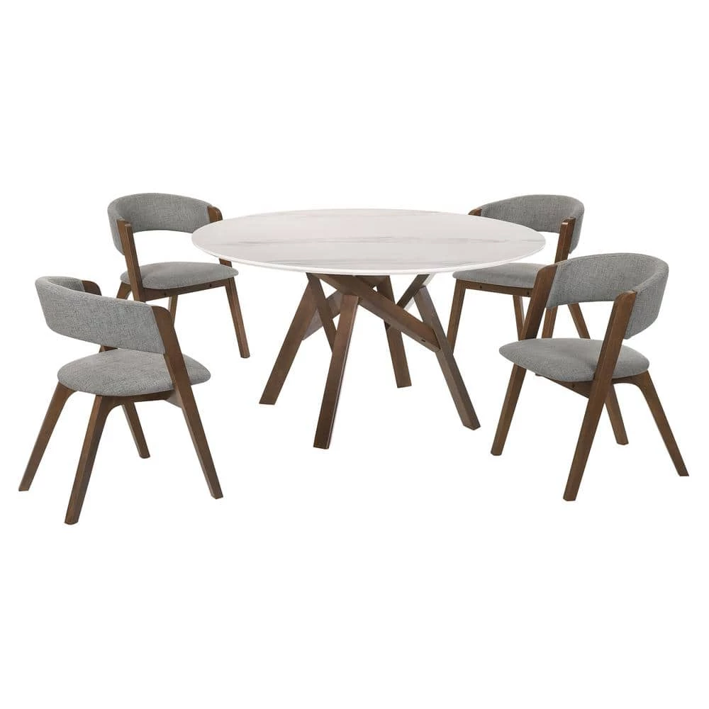 Venus Rowan 5-Piece Walnut Dining Set by Armen Living 3 Venus Rowan 5-Piece Walnut Dining Set by Armen Living