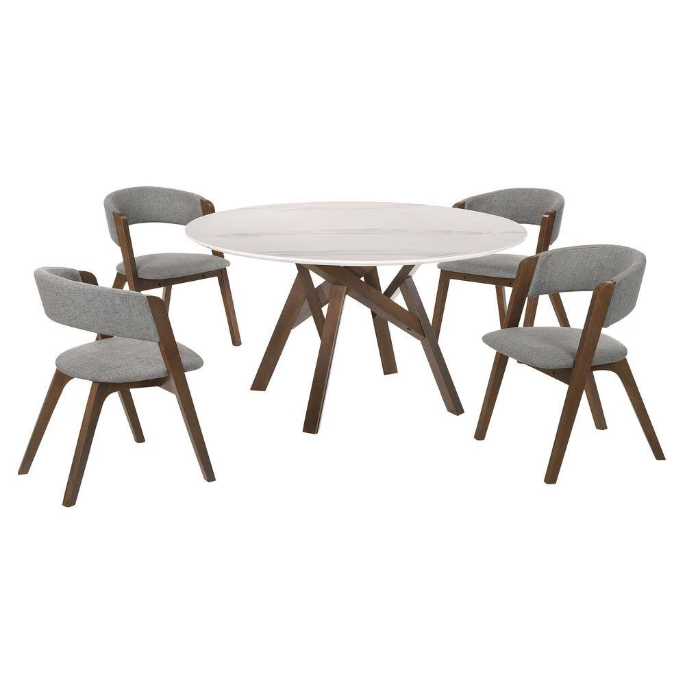 Venus Rowan 5-Piece Walnut Dining Set by Armen Living 4 Venus Rowan 5-Piece Walnut Dining Set by Armen Living - Image 2