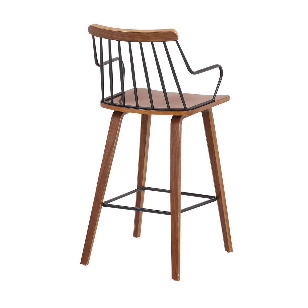 Micah Walnut and Metal Modern 26 in. Counter Height Bar Stool by Armen Living 7 Micah Walnut and Metal Modern 26 in. Counter Height Bar Stool by Armen Living - Image 5