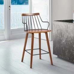 Micah Walnut and Metal Modern 26 in. Counter Height Bar Stool by Armen Living 15 Micah Walnut and Metal Modern 26 in. Counter Height Bar Stool by Armen Living -Armen Living Online Shop walnut black armen living bar stools lcmibawa26 31 1000