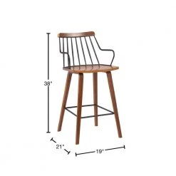 Micah Walnut and Metal Modern 26 in. Counter Height Bar Stool by Armen Living 11 Micah Walnut and Metal Modern 26 in. Counter Height Bar Stool by Armen Living -Armen Living Online Shop walnut black armen living bar stools lcmibawa26 40 1000