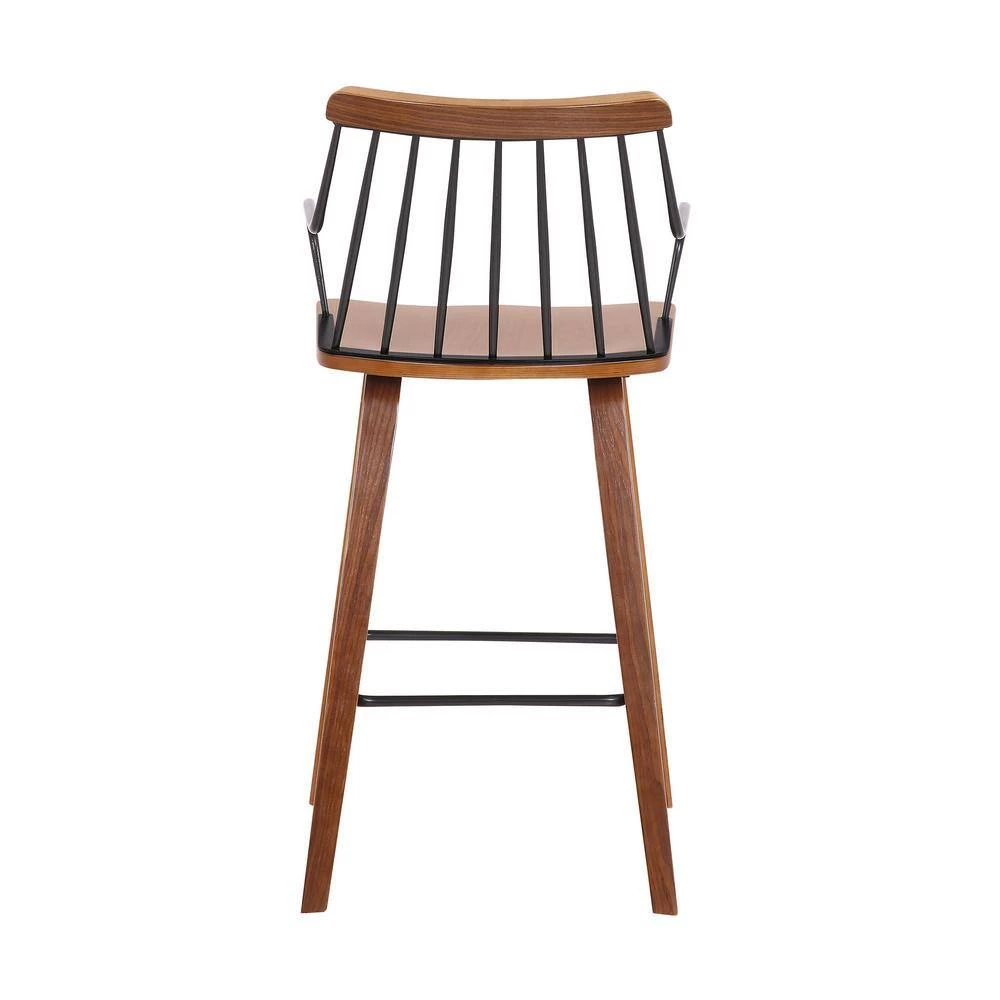 Micah Walnut and Metal Modern 26 in. Counter Height Bar Stool by Armen Living 8 Micah Walnut and Metal Modern 26 in. Counter Height Bar Stool by Armen Living - Image 6