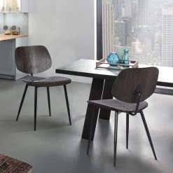 Miki Mid-Century Black Wood Dining Chair in Walnut Glazed Finish (Set of 2) by Armen Living -Armen Living Online Shop walnut black powder coated armen living dining chairs lcmksiwa 31 1000