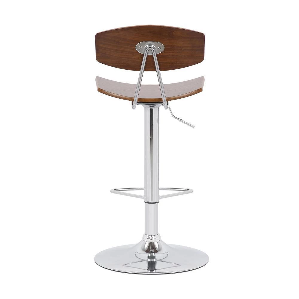Jett Adjustable Walnut and Chrome Adjustable Bar and Counter Height Stool by Armen Living 6 Jett Adjustable Walnut and Chrome Adjustable Bar and Counter Height Stool by Armen Living - Image 4