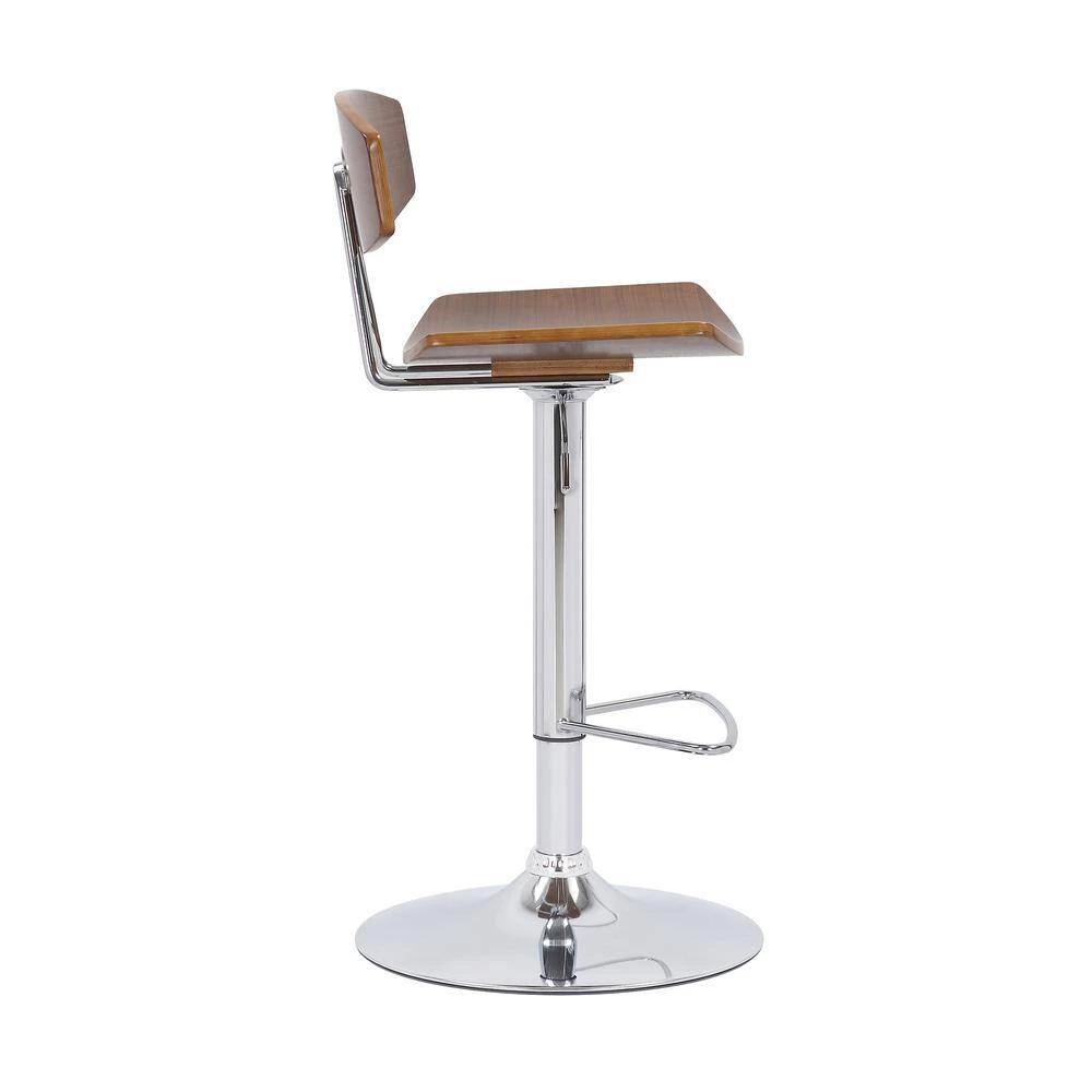 Jett Adjustable Walnut and Chrome Adjustable Bar and Counter Height Stool by Armen Living 5 Jett Adjustable Walnut and Chrome Adjustable Bar and Counter Height Stool by Armen Living - Image 3