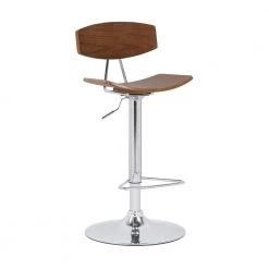 Jett Adjustable Walnut and Chrome Adjustable Bar and Counter Height Stool by Armen Living