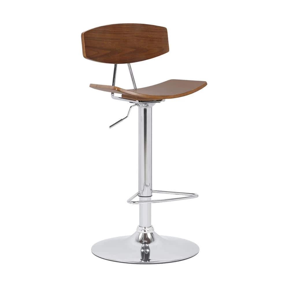 Jett Adjustable Walnut and Chrome Adjustable Bar and Counter Height Stool by Armen Living 3 Jett Adjustable Walnut and Chrome Adjustable Bar and Counter Height Stool by Armen Living