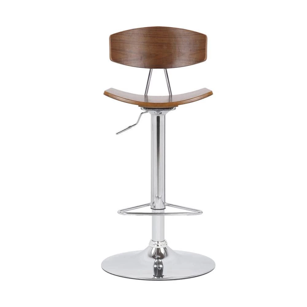 Jett Adjustable Walnut and Chrome Adjustable Bar and Counter Height Stool by Armen Living 4 Jett Adjustable Walnut and Chrome Adjustable Bar and Counter Height Stool by Armen Living - Image 2