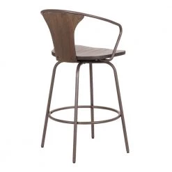 Payton Contemporary 30" Bar Height Bar Stool in Black Brushed Wood and Black Powder Coated Finish by Armen Living -Armen Living Online Shop walnut glazed brown armen living bar stools lcpybawbbl30 1f 1000