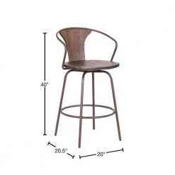Payton Contemporary 30" Bar Height Bar Stool in Black Brushed Wood and Black Powder Coated Finish by Armen Living -Armen Living Online Shop walnut glazed brown armen living bar stools lcpybawbbl30 40 1000