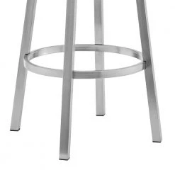 Cohen 26 in. Low Back White Faux Leather and Brushed Stainless Steel Swivel Bar Stool by Armen Living -Armen Living Online Shop white armen living bar stools 721535762187 44 1000