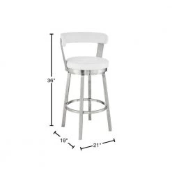 Bryant 26 in. Height White Faux Leather and Brushed Stainless Steel Frame Low Back Swivel Bar Stool by Armen Living 12 Bryant 26 in. Height White Faux Leather and Brushed Stainless Steel Frame Low Back Swivel Bar Stool by Armen Living -Armen Living Online Shop white armen living bar stools lcbybabswh26 40 1000