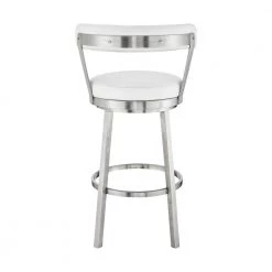 Bryant 26 in. Height White Faux Leather and Brushed Stainless Steel Frame Low Back Swivel Bar Stool by Armen Living 15 Bryant 26 in. Height White Faux Leather and Brushed Stainless Steel Frame Low Back Swivel Bar Stool by Armen Living -Armen Living Online Shop white armen living bar stools lcbybabswh26 44 1000