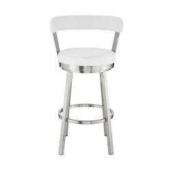 Bryant 26 in. Height White Faux Leather and Brushed Stainless Steel Frame Low Back Swivel Bar Stool by Armen Living 13 Bryant 26 in. Height White Faux Leather and Brushed Stainless Steel Frame Low Back Swivel Bar Stool by Armen Living -Armen Living Online Shop white armen living bar stools lcbybabswh26 c3 1000
